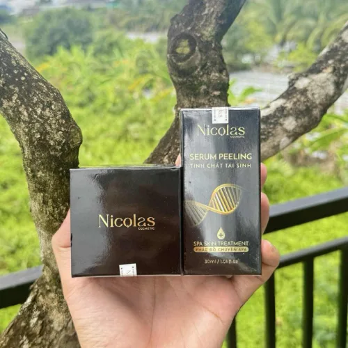 Nơi lấy sỉ combo Tái Sinh Nicolas - Serum Peeling 30ml & Kem Face Men Tảo Xanh Collagen 5g Chính Hãng