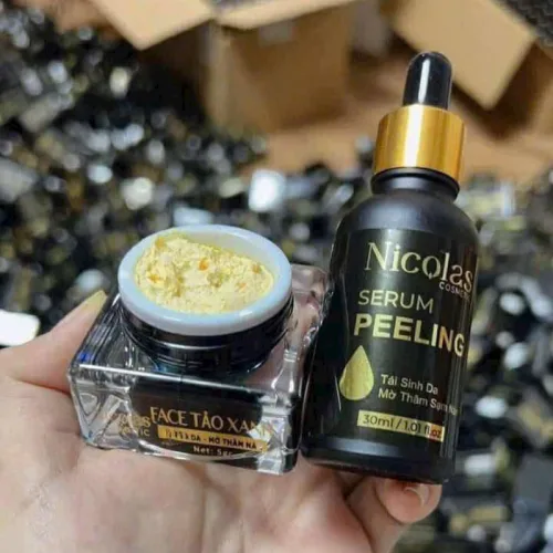 Nơi lấy sỉ combo Tái Sinh Nicolas - Serum Peeling 30ml & Kem Face Men Tảo Xanh Collagen 5g Chính Hãng