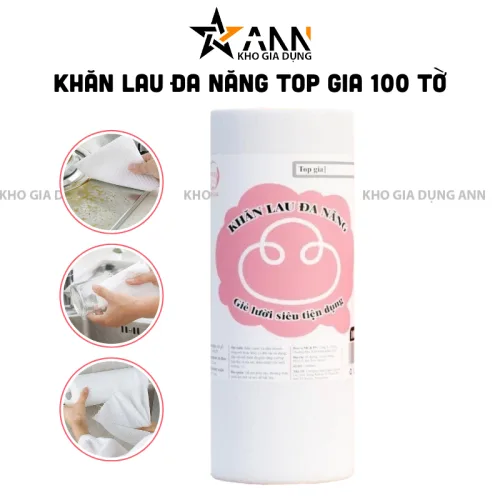 Khăn lau đa năng Top Gia dạng cuộn 100 tờ, siêu dai