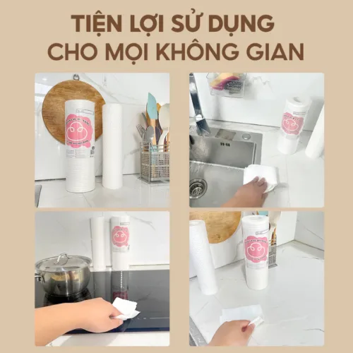 Khăn lau đa năng Top Gia dạng cuộn 100 tờ, siêu dai