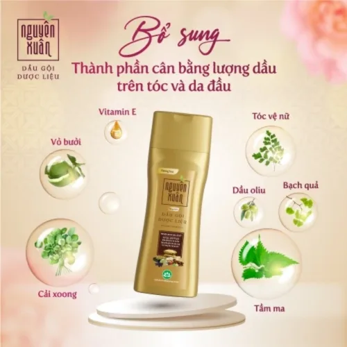 Dầu gội dược liệu Nguyên Xuân Bồng Bềnh màu kem, chai 250ml