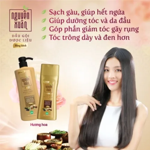Dầu gội dược liệu Nguyên Xuân Bồng Bềnh màu kem, chai 250ml