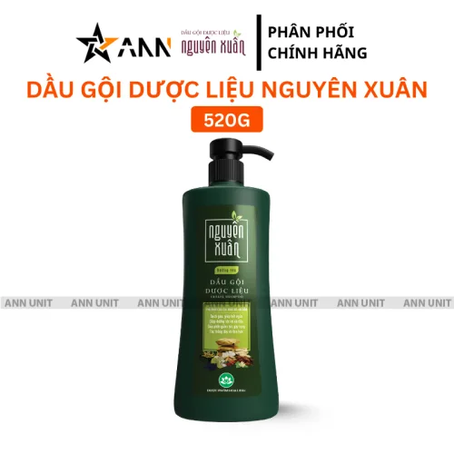 Dầu gội dược liệu Nguyên Xuân xanh lá đậm 450ml - 520g cho tóc hư tổn