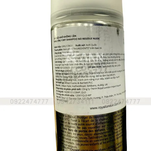 Girlz Only Dầu Gội Khô Anh Quốc 200ml Nhiều Mùi