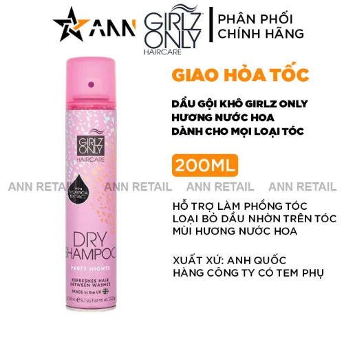 Dầu gội khô Girlz Only hương nước hoa, màu hồng 200ml