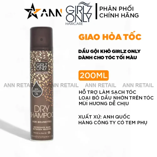 Shop sỉ dầu Gội Khô Girlz Only Màu Nâu 200ml - Dầu Gội Khô Cho Tóc Tối Màu