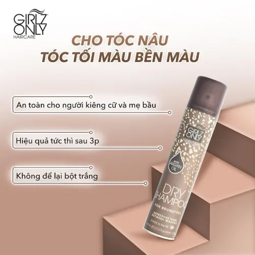 Shop sỉ dầu Gội Khô Girlz Only Màu Nâu 200ml - Dầu Gội Khô Cho Tóc Tối Màu