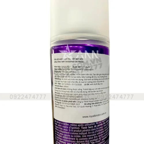 Dầu gội khô Girlz Only hương nho 200ml màu tím