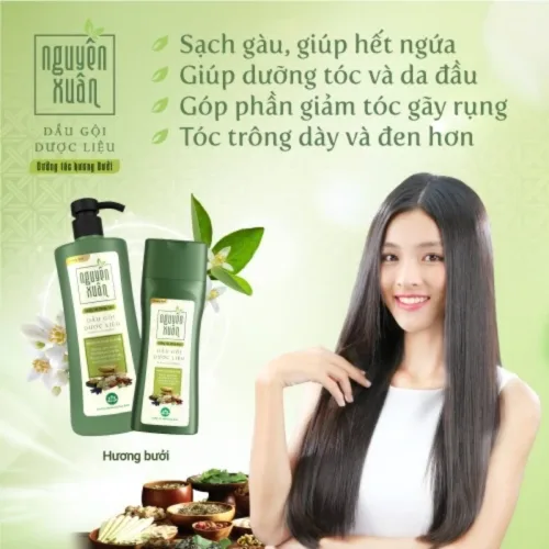 Dầu gội dưỡng tóc Nguyên Xuân hương bưởi 250ml, xanh lá nhạt