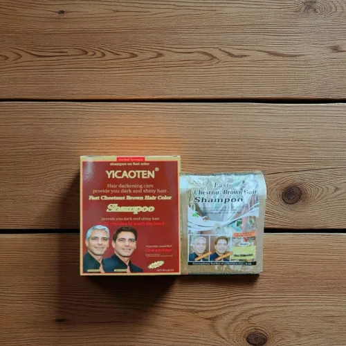 Yicaoten Dầu Gội Phủ Bạc Màu Nâu, Hộp 10 Gói