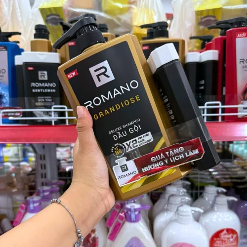 Chuyên sỉ dầu Gội Romano Grandiose 650g - Dầu Gội Nam Chai Vàng (Tặng Sữa Tắm Sạch Sảng Khoái)