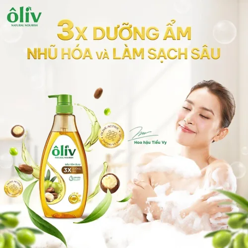 Dầu tắm Ôliv Ôliu 3X dưỡng ẩm 650ml, kèm dầu gội Ôliu