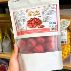 Dâu tây sấy thăng hoa 200g, túi zip trắng sữa