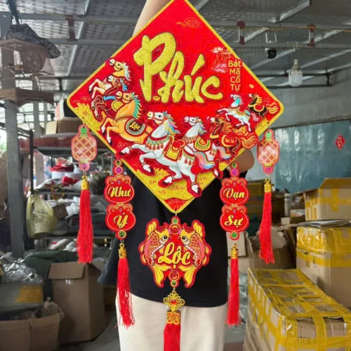 Dây reo trang trí Tết dạng vuông 3D kích thước 30cm