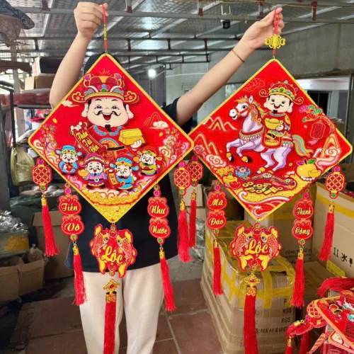 Dây reo trang trí Tết dạng vuông 3D kích thước 30cm