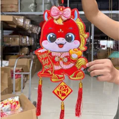 Chuyên sỉ dây Treo Ngựa Nhung Ánh Kim - Dây Treo Trang Trí Tết 22x62 cm