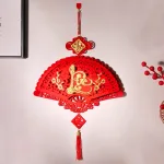 Dây treo quạt nhung đỏ, quạt treo tường trang trí Tết