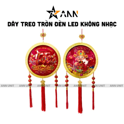 Dây treo đèn LED tròn chữ Lộc/Ông Thần Tài trang trí Tết, không nhạc