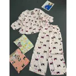 Bộ nữ vải tole họa tiết đáng yêu, áo babydoll tay dài và quần dài, size 45-62kg