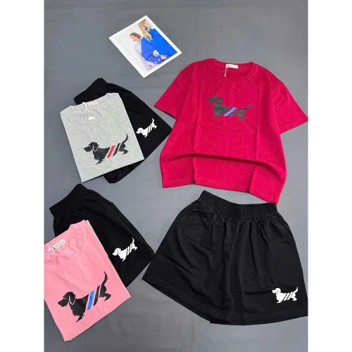 Bộ thể thao nữ cotton áo thun cổ tròn tay ngắn và quần đùi, size 45-62kg