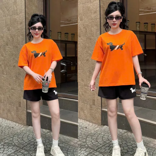 Bộ thể thao nữ cotton áo thun cổ tròn tay ngắn và quần đùi, size 45-62kg