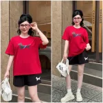 Bộ thể thao nữ cotton áo thun cổ tròn tay ngắn và quần đùi, size 45-62kg