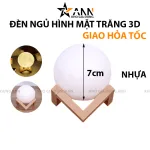 Đèn trang trí hình Mặt Trăng 3D kèm đế, kích thước 10x8.5x8.5cm