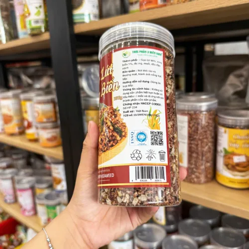 Snack gạo lứt rong biển thơm giòn 350g, hộp PET