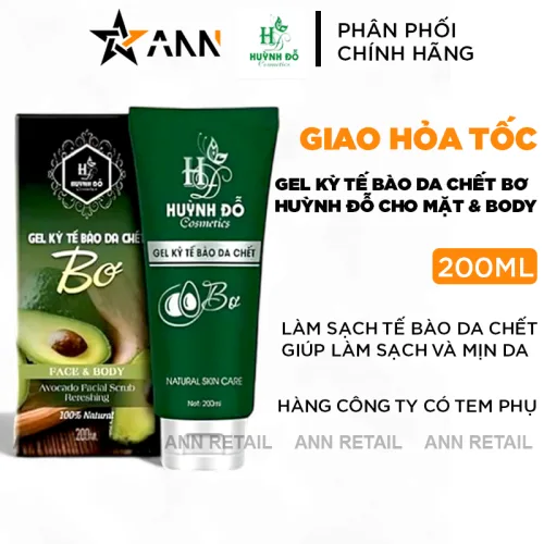 Gel kỳ tế bào da chết bơ Huỳnh Đỗ 200ml dành cho mặt và body