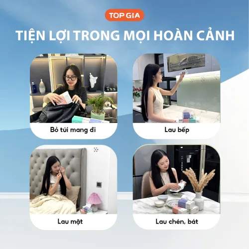Giấy ăn Top Gia 3 màu, quy cách 1 bịt 10 gói nhỏ
