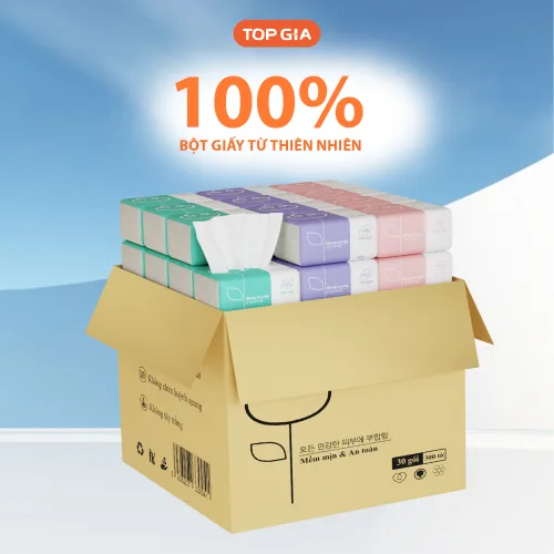 Giấy ăn Top Gia 3 màu, quy cách 1 bịt 10 gói nhỏ