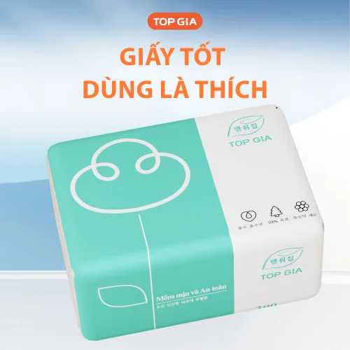 Giấy ăn Top Gia 3 màu, quy cách 1 bịt 10 gói nhỏ
