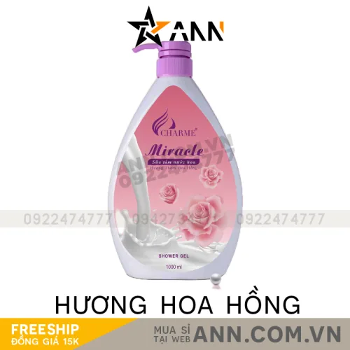 Vòi nhấn và bước xả: Sữa tắm Charme hoa hồng dùng thế nào