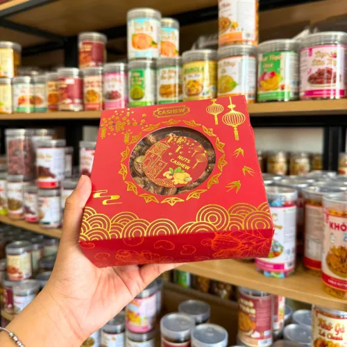 Nguồn hàng sỉ hạt Diều Rang Muối Nuts Cashew Hộp Quà Tết