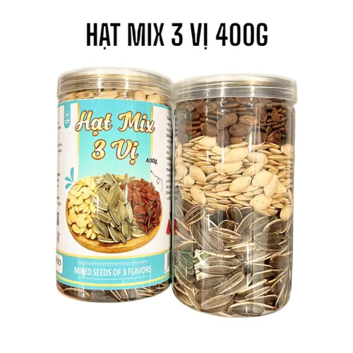 Hộp Hạt Mix 3 Vị Hướng Dương, Hạt Dưa, Hạt Bí 400g