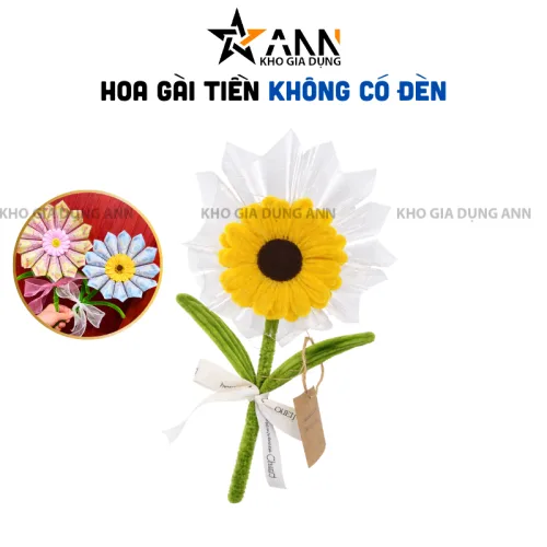 Nguồn hàng sỉ [Không Đèn Chớp] Hoa Gài Tiền - Hoa Gắn Tiền - Hoa Đựng Tiền Hướng Dương Trong Suốt -  Hoa Sáp