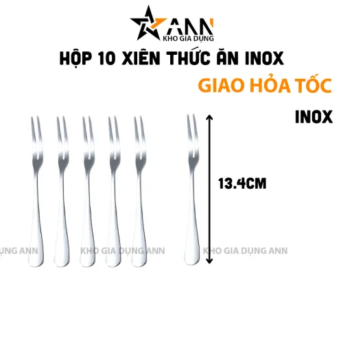 Bộ 10 nĩa xiên inox 13.4cm dùng cho trái cây và món ăn
