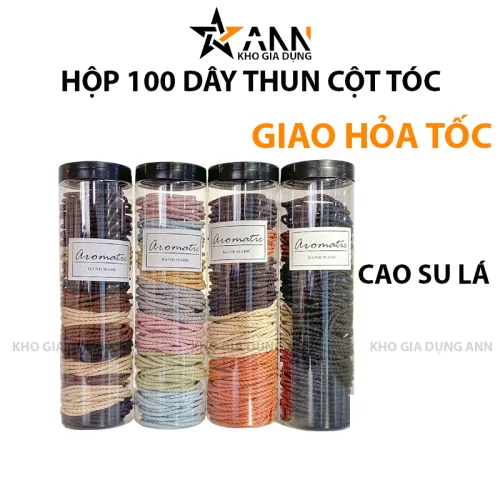 Shop sỉ hộp 100 Dây Thun Buộc Tóc Cao Su - Thun Cột Tóc Kèm Hộp Đựng Thun 4cm