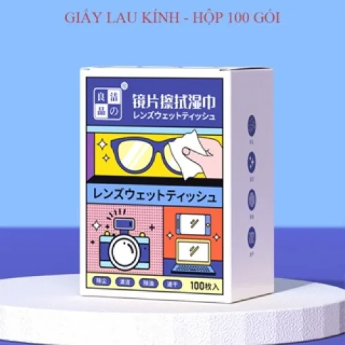 Khăn lau kính kích thước 12 x 16 cm, hộp 100 khăn