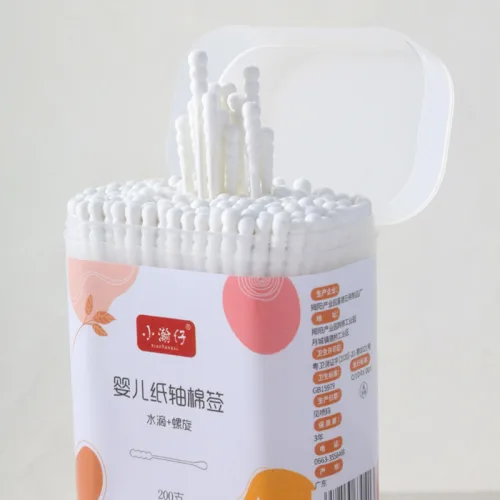 Chỗ sỉ hộp 200 Tăm Bông Ngoáy Tai - Tăm Bông Vcool 2 Đầu Tròn Và Dẹt Cho Bé Sơ Sinh 8x6x3.5cm