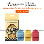 Bông Mút Rửa Mặt Bọt Biển AMORTALS Clean Easy To Clean, Hộp 3 Miếng Có Chữ