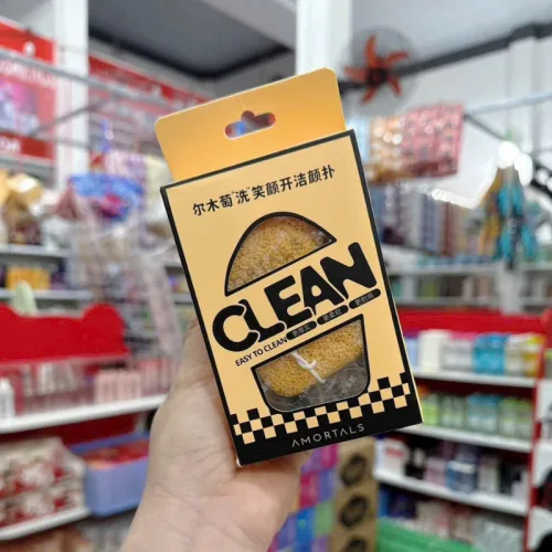Bông Mút Rửa Mặt Bọt Biển AMORTALS Clean Easy To Clean, Hộp 3 Miếng Có Chữ
