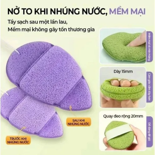 Nguồn hàng sỉ hộp 3 Miếng Bông Mút Rửa Mặt Bọt Biển Xunfuji (Không Chữ)