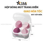 Bộ 4 mút trang điểm hình giọt nước mềm mại, hộp 8x8x6cm
