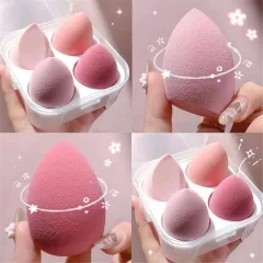 Bộ 4 mút trang điểm hình giọt nước mềm mại, hộp 8x8x6cm