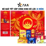 Chỗ sỉ hộp Bánh Tết Lộc Thịnh Vượng Số 2 - Bộ Quà Tết Cặp Công Kinh Đô Lộc Thinh Vượng 8 Món 1,0914kg