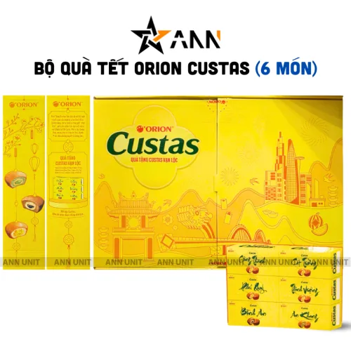 Hộp quà bánh Tết Orion Custas Vạn Lộc 564g gồm 6 món, phối 3 vị
