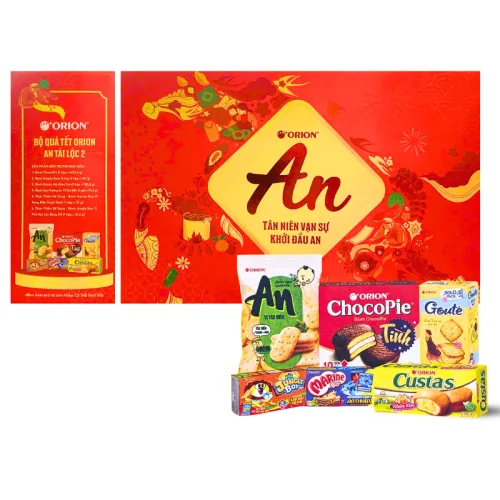Bộ quà Tết Con Ngựa Orion An Tài Lộc 2, 2 hộp 873,3g gồm 6 món