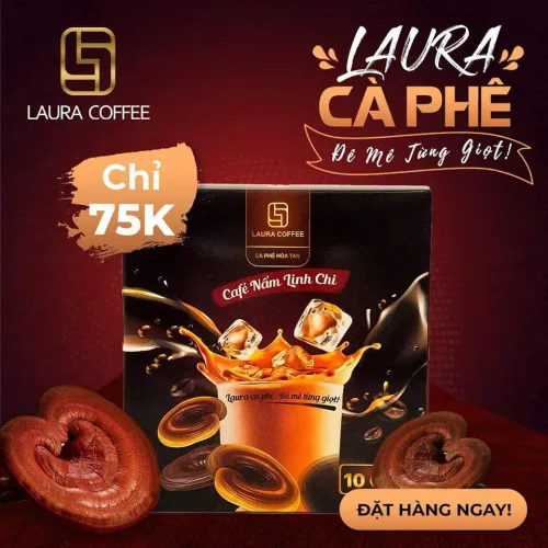 Laura Coffee Cà Phê Nấm Linh Chi Hòa Tan 10 Gói