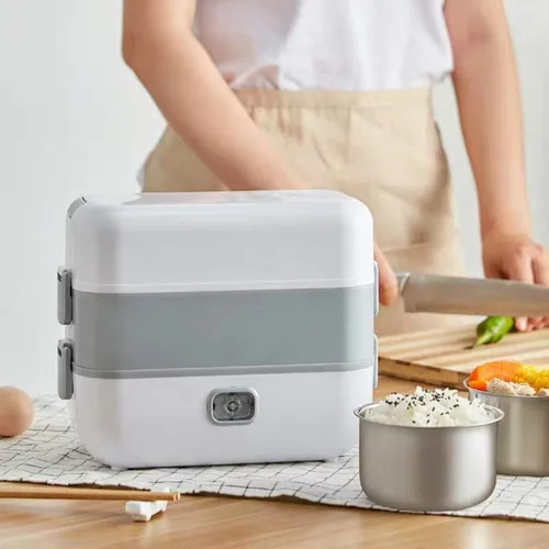 Nơi lấy sỉ hộp Cơm Giữ Nhiệt Hâm Nóng Thức Ăn 2 Tầng 4 Ngăn 20x13x25cm